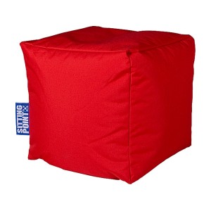 Roter Sitting Point Hocker (60 l) für Indoor & Outdoor. Bequemer Sitzsack in Würfelform.