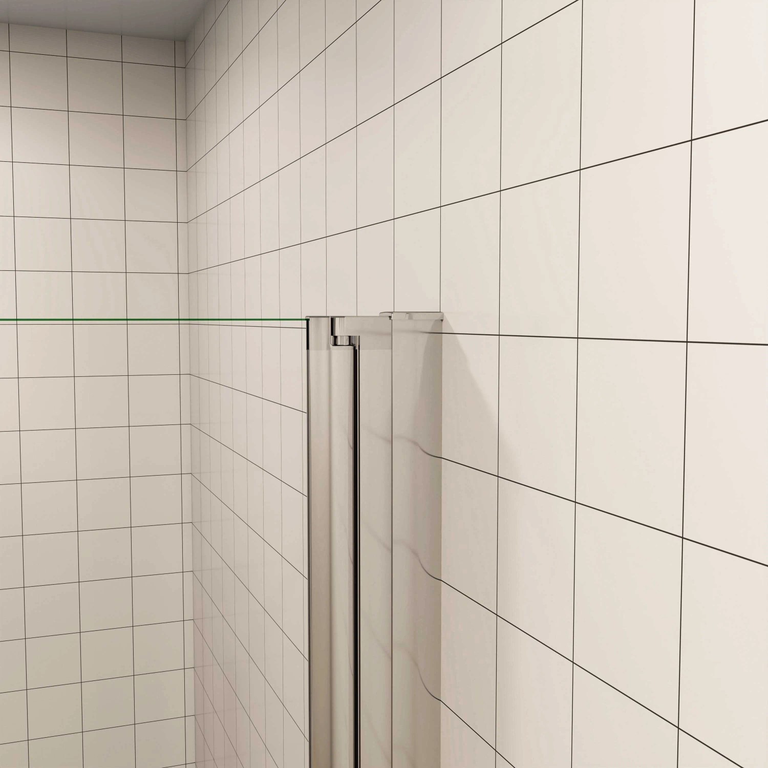AICA Eckdusche mit Falttür, 90x90 cm, Klarglas und Chromrahmen.