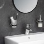 WENKO Wandhaken Duo Udine UV-Loc® aus Edelstahl, gebürstet, zur Handtuchaufhängung im Bad.