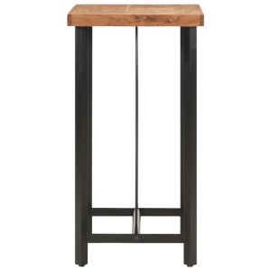 VidaXL Bartisch aus Akazie und Eisen, 55x55x107 cm. Stehtisch mit Holzplatte und schwarzem Metallgestell.