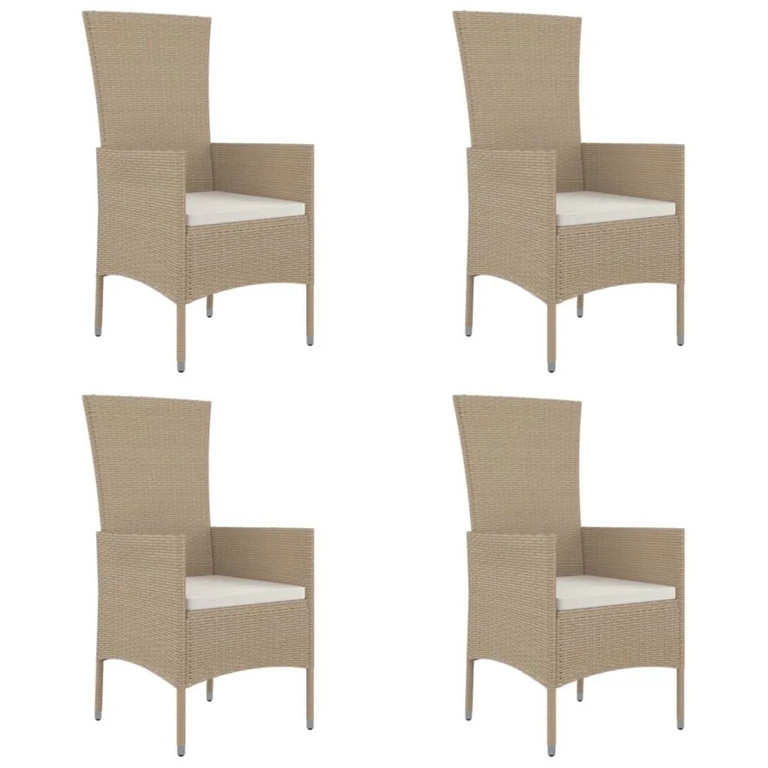 Furnicato Gartenstühle 4er Set Mit Kissen Poly Rattan 60x58x108 Cm Beige