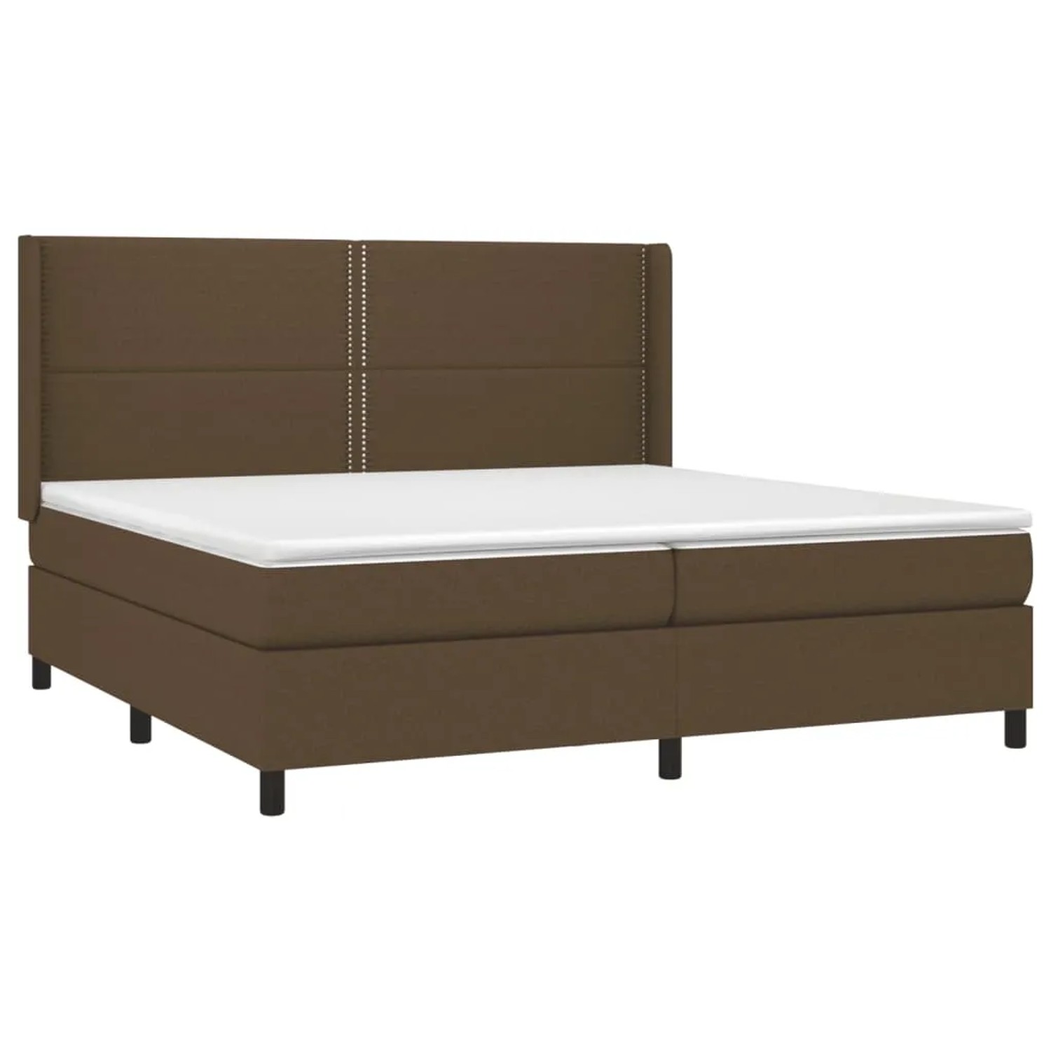 Dunkelbraunes vidaXL Boxspringbett 200x200 cm mit Stoffbezug und Matratze.