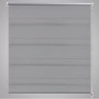 Graues Doppelrollo, 40x100 cm, mit transparenten und blickdichten Streifen für variable Lichtsteuerung.