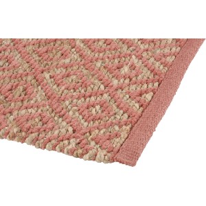 Terracottafarbener Jute-Baumwoll Teppich (60x120 cm) mit Muster.