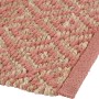 Terracottafarbener Jute-Baumwoll Teppich (60x120 cm) mit Muster.