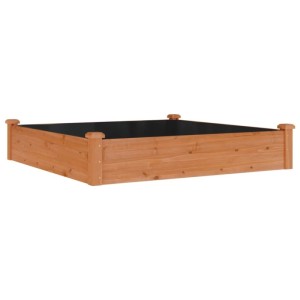 Braunes vidaXL Hochbeet aus Tannenholz mit Einsatz, 120x120x25 cm.