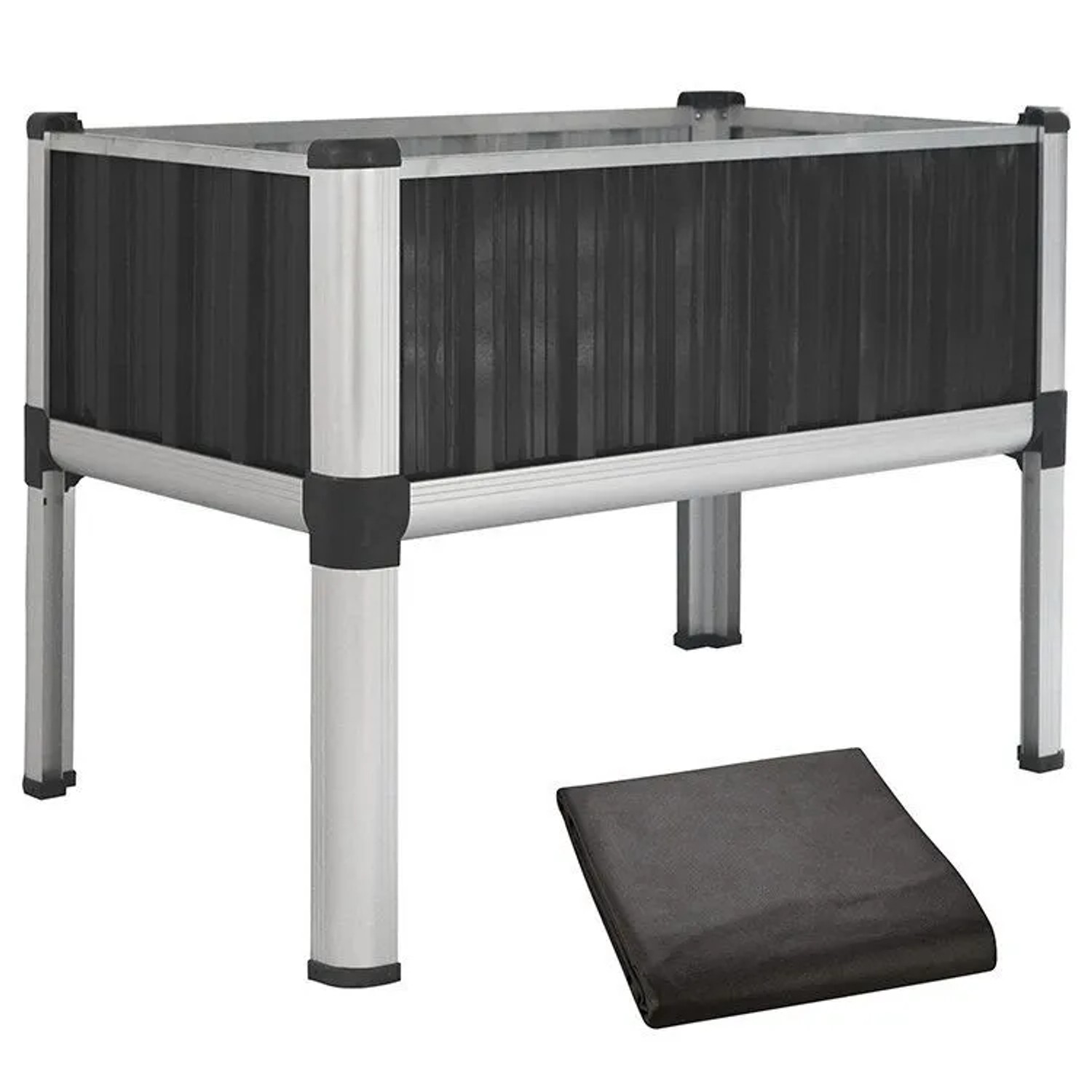 TTL GARDEN Hochbeet SUPERIOR M 80×50×80 cm – Kompaktes Metall Hochbeet Anthrazit Silber für Kräuter Gemüse Garten