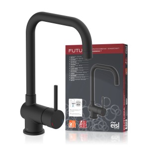 Eisl Spültischarmatur Futura Niederdruck, schwarz matt. Einhebelmischer für die Küche.