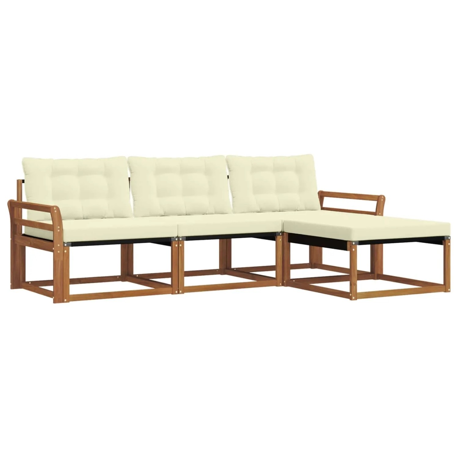 vidaXL Outdoor-Sofagarnitur mit Kissen 4-Tlg Natur und Creme 3369337