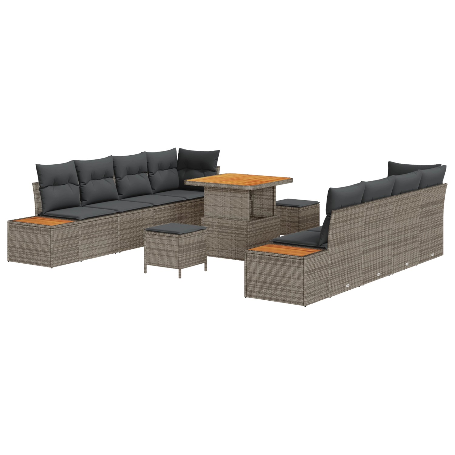 vidaXL Garten-Sofa-Set mit Kissen 11-Tlg Grau Poly Rattan 3362888 günstig online kaufen