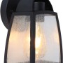 Lutec Außenwandleuchte Kelsey klein, schwarze Leuchte mit Blasenglas-Diffusor.