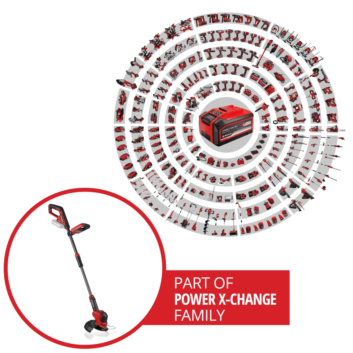 Einhell Akku-Rasentrimmer GE-CT 18/25 Li-Solo, Teil der Power X-Change Familie.