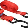 LAS Spanngurt mit Ratsche und S-Haken, 250 kg Zugkraft, rot.