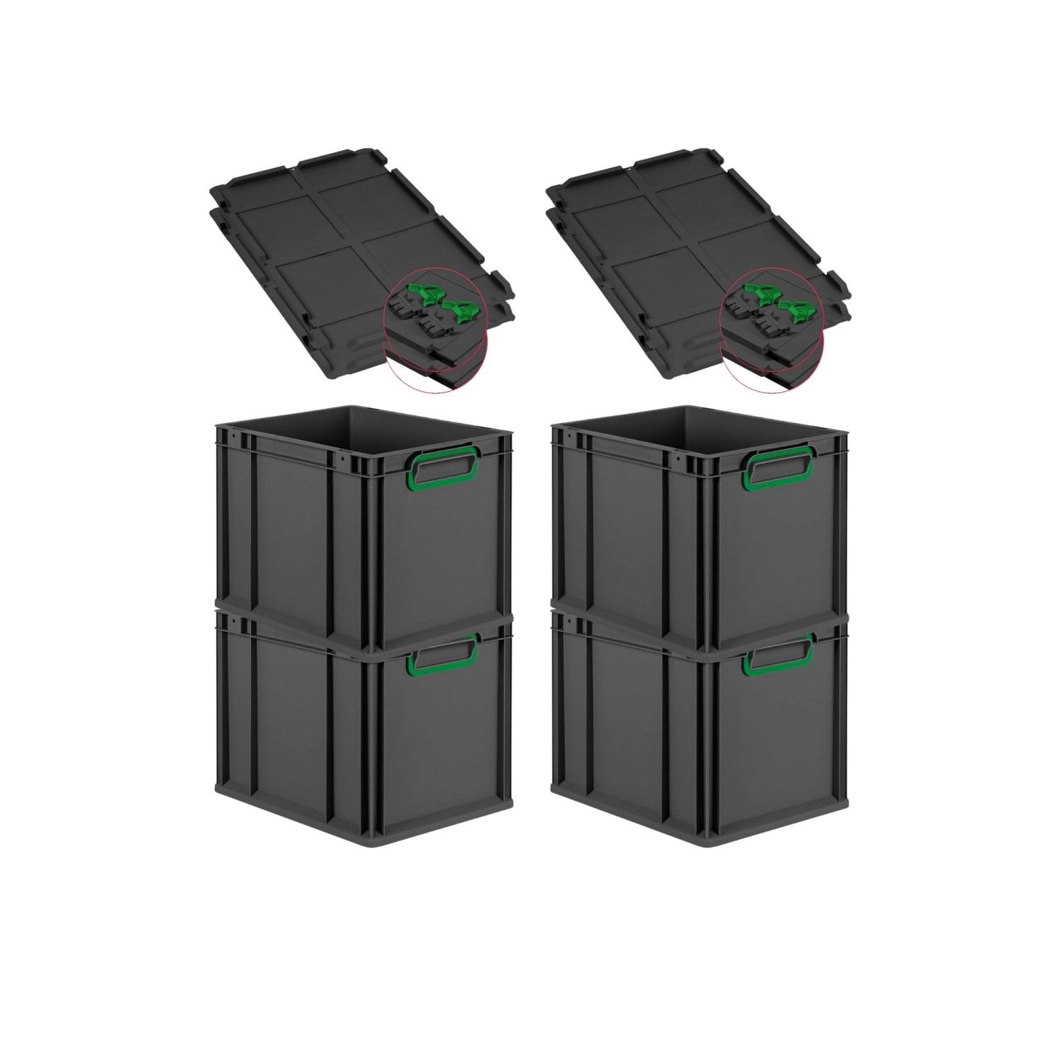 PROREGAL SuperSparSet 4x Eurobox Nextgen Color Mit Scharnierdeckel HxBxT 32 günstig online kaufen