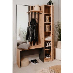 Furn.Design Garderobe Eiche Artisan und Grau 122 cm 3D Lamelle Industrial Madem