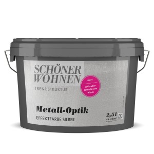 Schöner Wohnen Metall-Optik Effektfarbe, mattes Silber, 1 Liter Gebinde.