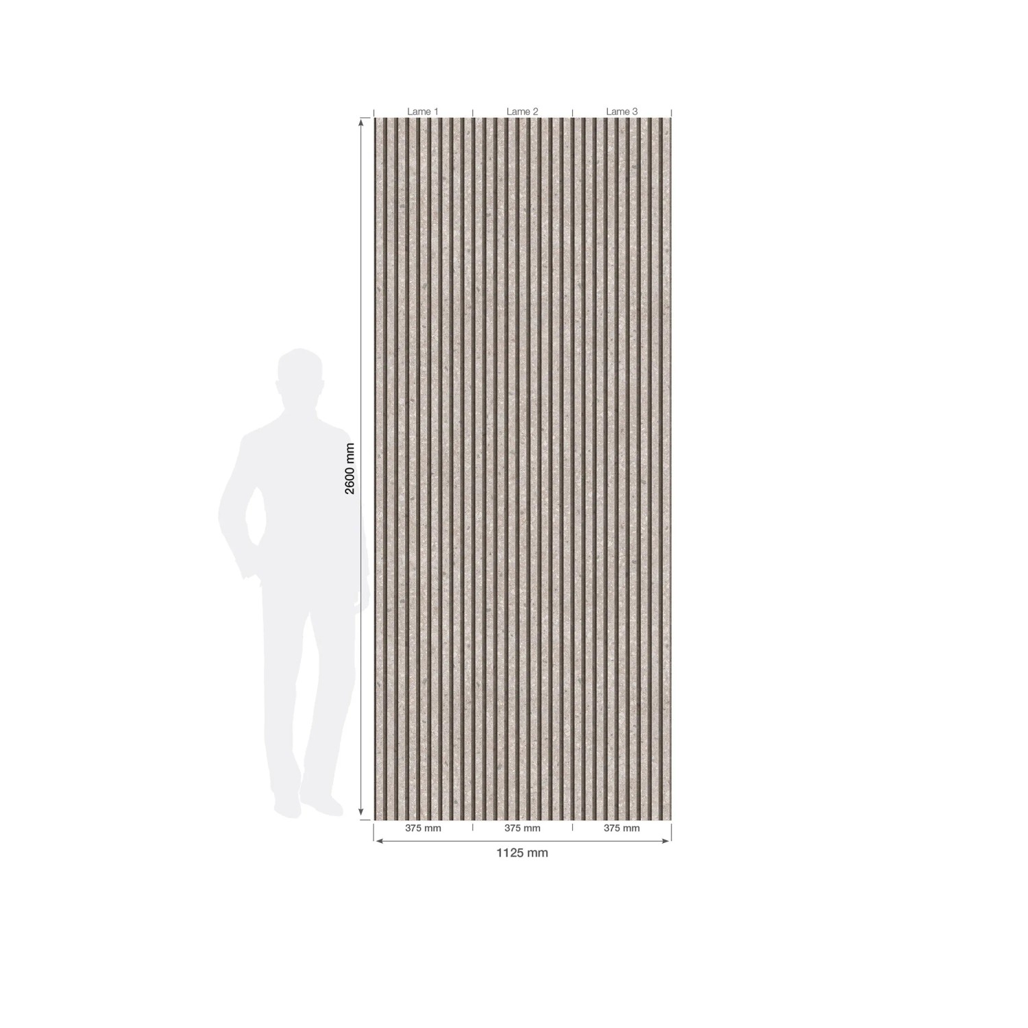 Grosfillex Wandpaneel 3D Optik Linio Ceppo di Gre, 260x37,5 cm, Betonoptik.