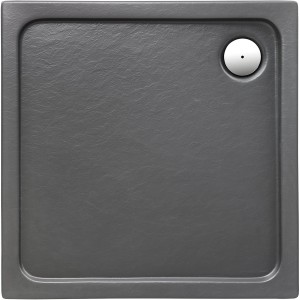 Rechteckige, extraflache Ottofond Duschwanne Aruba, 100x90 cm, in Anthrazit mit Ablauf.