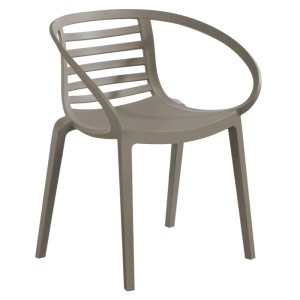Papatya Sessel Mambo, graubraun, aus Polypropylen für Garten, Terrasse und Balkon.