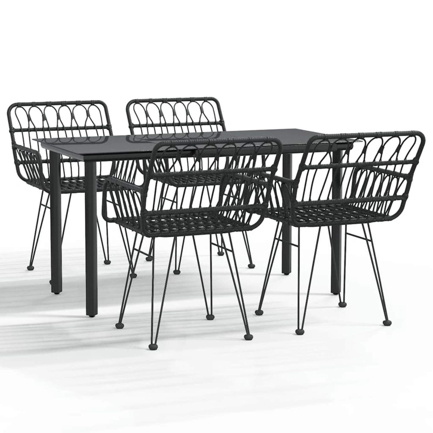 vidaXL 5-Tlg Garten-Essgruppe Schwarz Poly Rattan 3157868