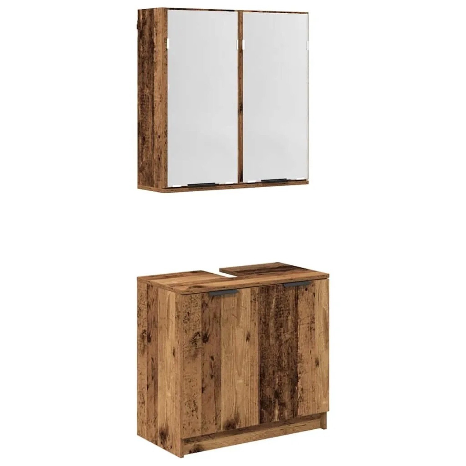 vidaXL Badezimmerschrank-Set mit Regal mit Tür Altholz Holzwerkstoff 3415679