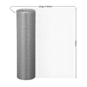 PROREGAL Maschendrahtzaun, verzinkt, 1x5m, Vierkantgeflecht für Zaunbau & Sichtschutz.
