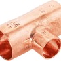 Löt-Reduzier-T-Stück aus Kupfer, 22 mm x 15 mm x 22 mm, für Kupferrohre.