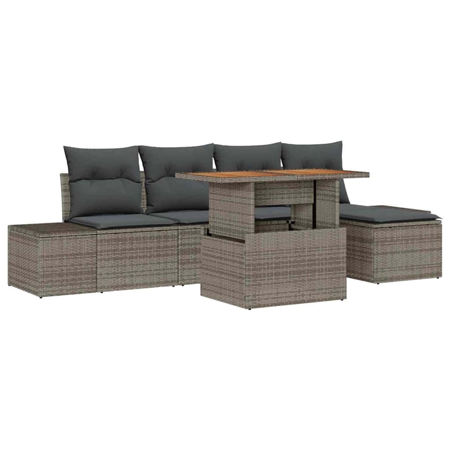 vidaXL Garten-Sofa-Set mit Speicher 6-Tlg Grau Poly Rattan 3358687 günstig online kaufen