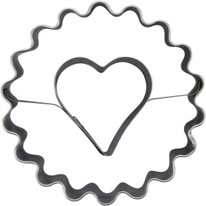 Zenker Ausstecher Linzer mit Herz, silberfarben, für Plätzchen mit Herzmotiv und Mandelring.
