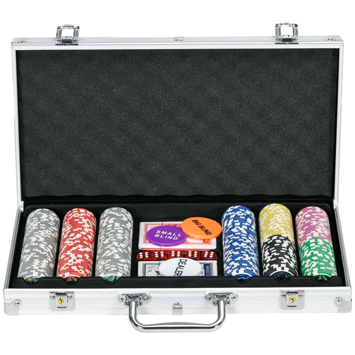 SPORTNOW Pokerkoffer Set Aluminium  PS-Kunststoff Silber 38,5L x 23B x 6,5H cm