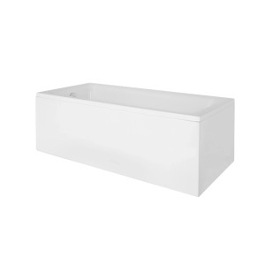 Weiße rechteckige TALIA Acryl-Badewanne 170x75 mit integrierter Acrylschürze und Ablauf. Modernes Design für Ihr Bad.