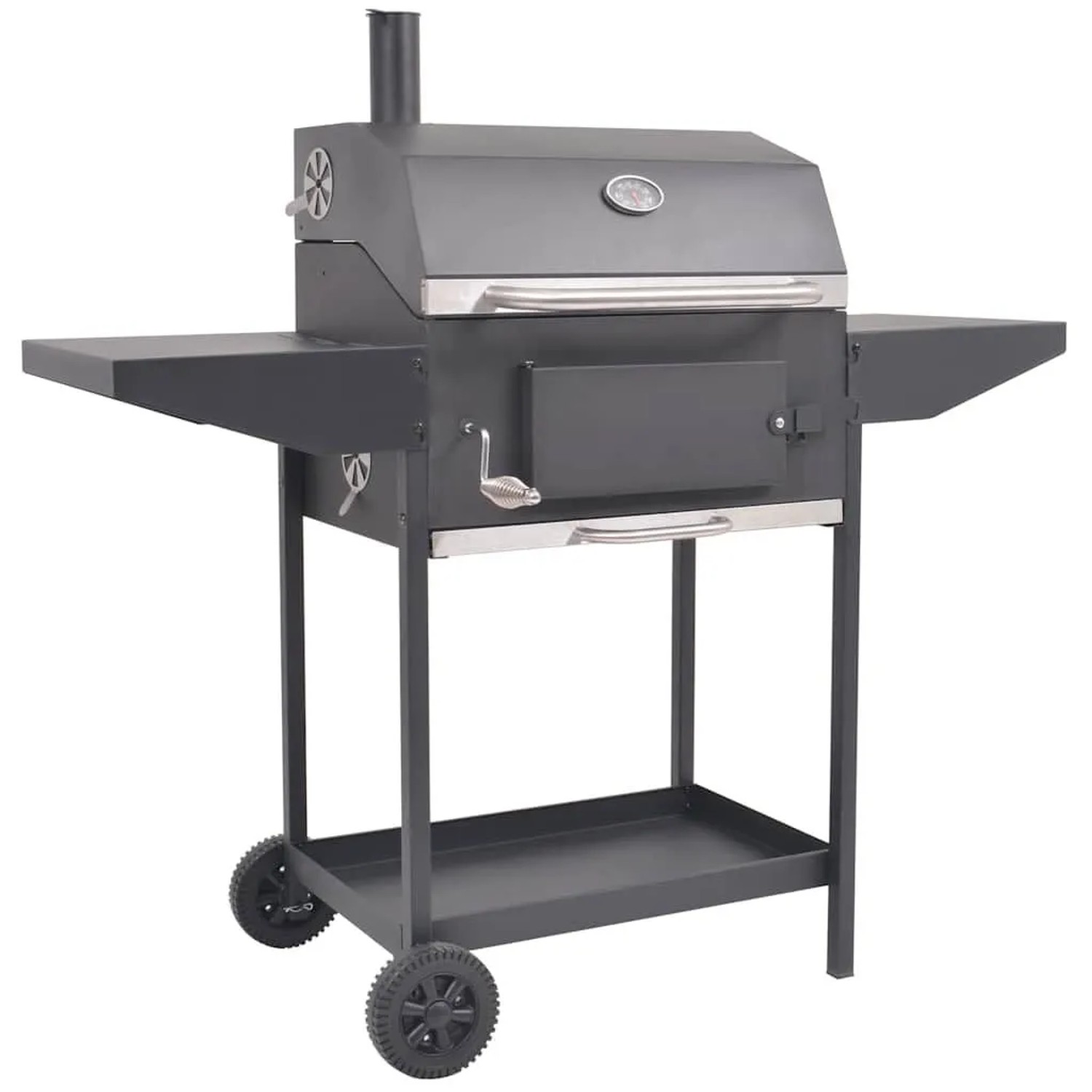 vidaXL Holzkohlegrill Smoker mit Ablage Schwarz 43048