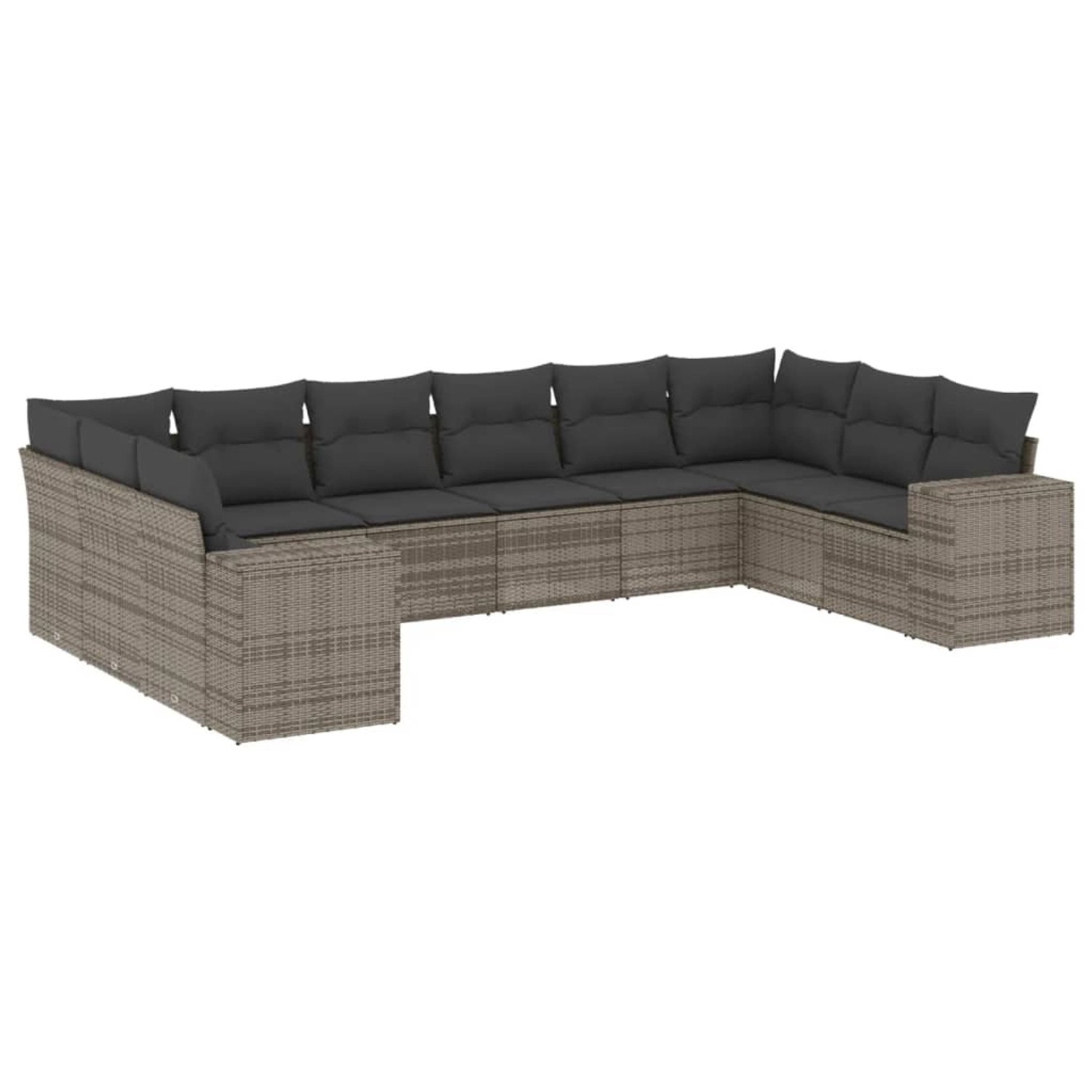vidaXL 10-Tlg Garten-Sofagarnitur mit Kissen Grau Poly Rattan 3223069 günstig online kaufen