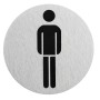 Aluminium Hinweisschild Herren Toilette, selbstklebend, Edelstahloptik.