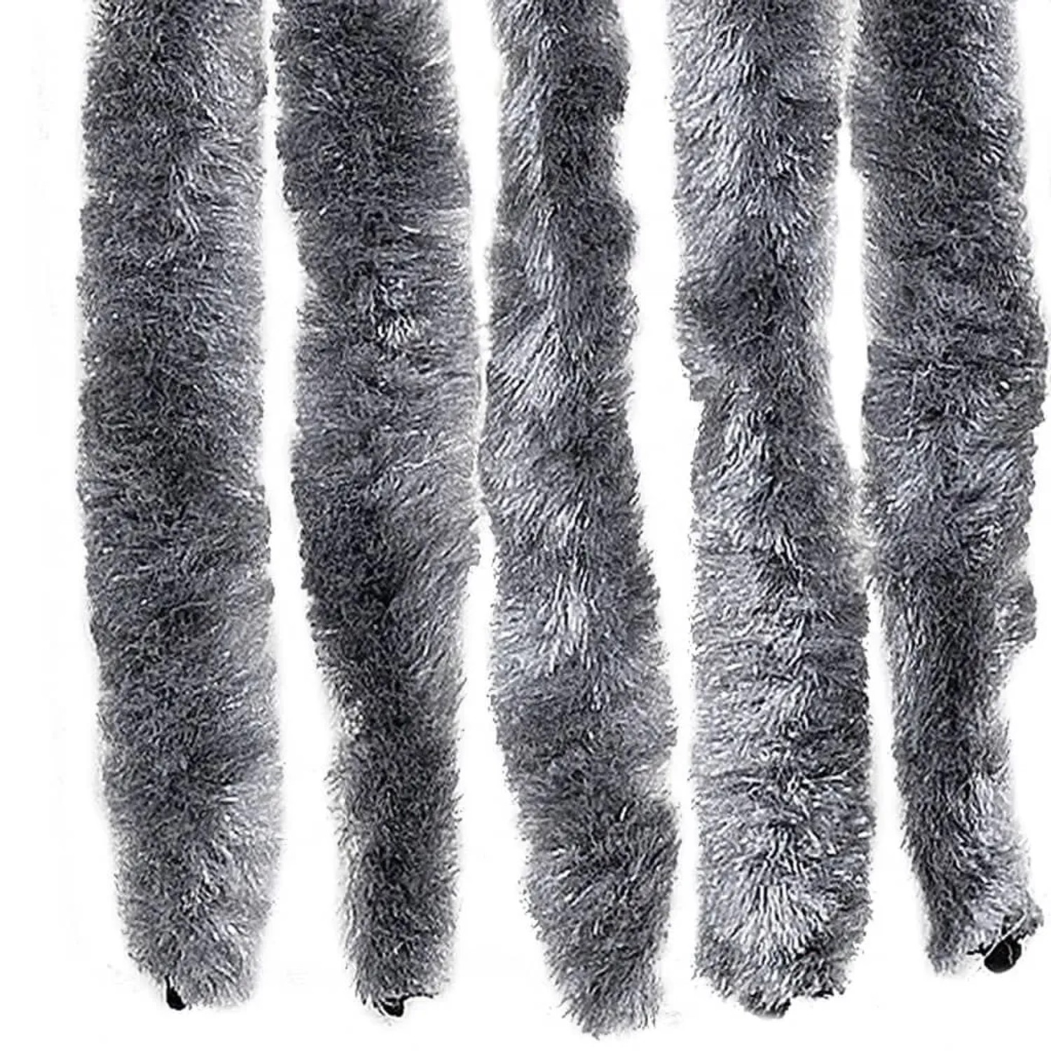 Silberner Insektenschutz-Vorhang aus Chenille, 90x200 cm, Detailansicht der Fransen.