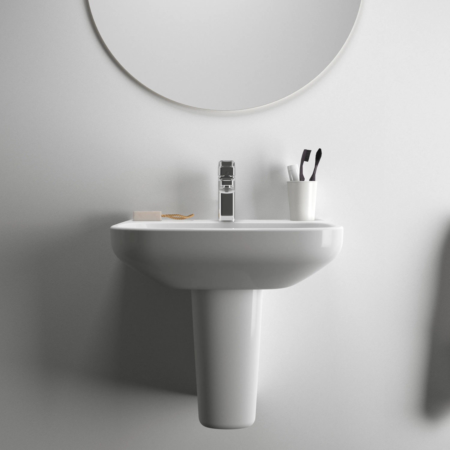 Weißer Ideal Standard i.life A Waschtisch 60x48 cm mit Hahnloch und Überlauf.