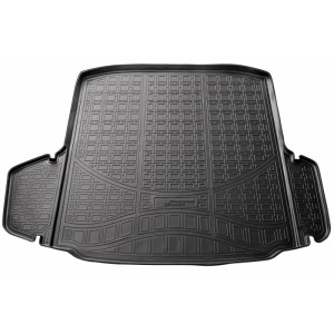 Schwarze Gummi Kofferraumwanne für Skoda Octavia III (2013-2020), passgenaues Autozubehör.