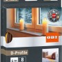 Verpackung der braunen OBI Türdichtung/Fensterdichtung aus Gummi mit D-Profil.