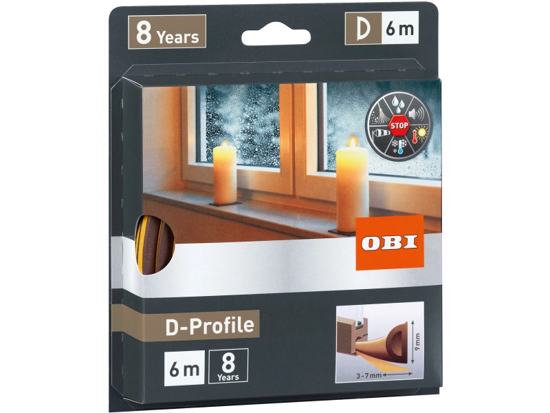 OBI Türdichtung / Fensterdichtung aus Gummi D-Profile Braun