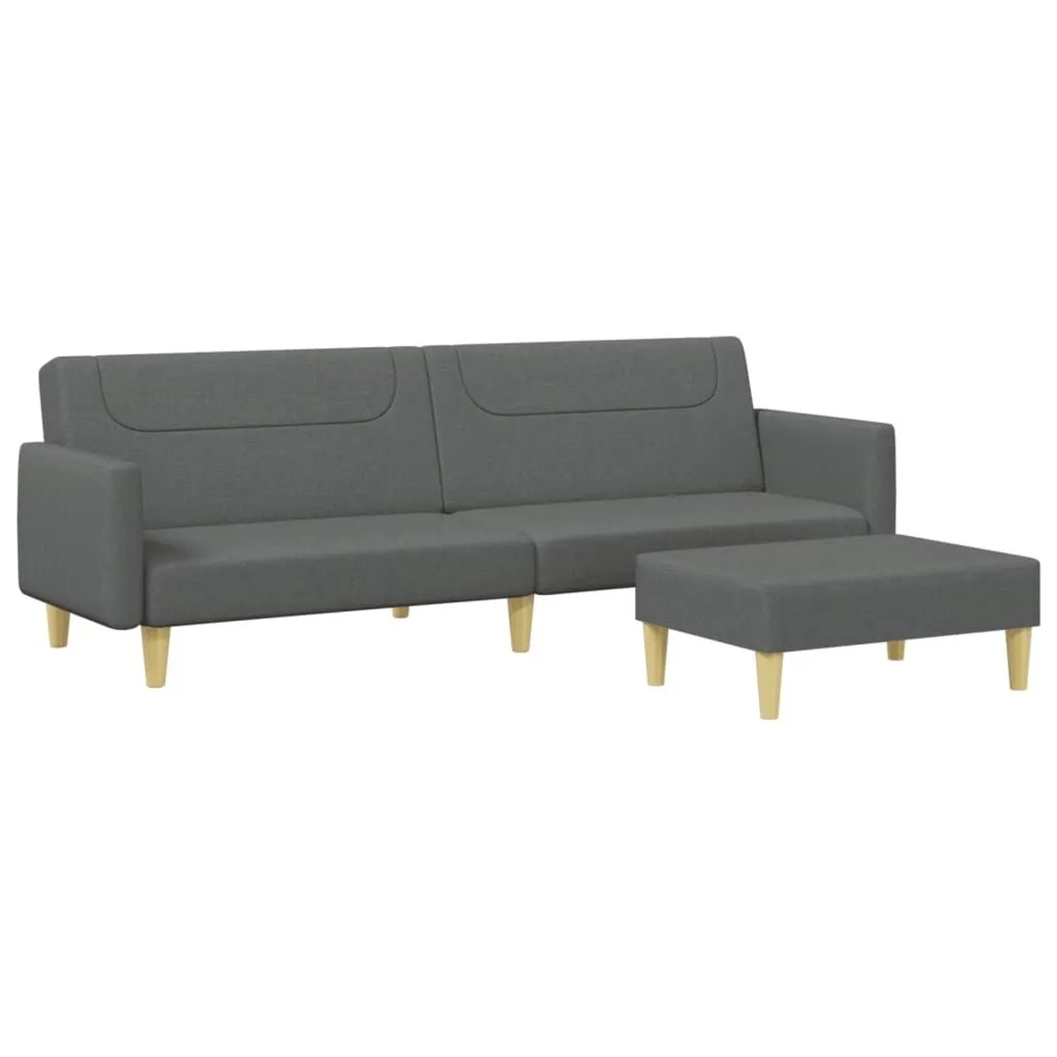 vidaXL Schlafsofa 2-Sitzer mit Fußhocker Dunkelgrau Stoff 3216244