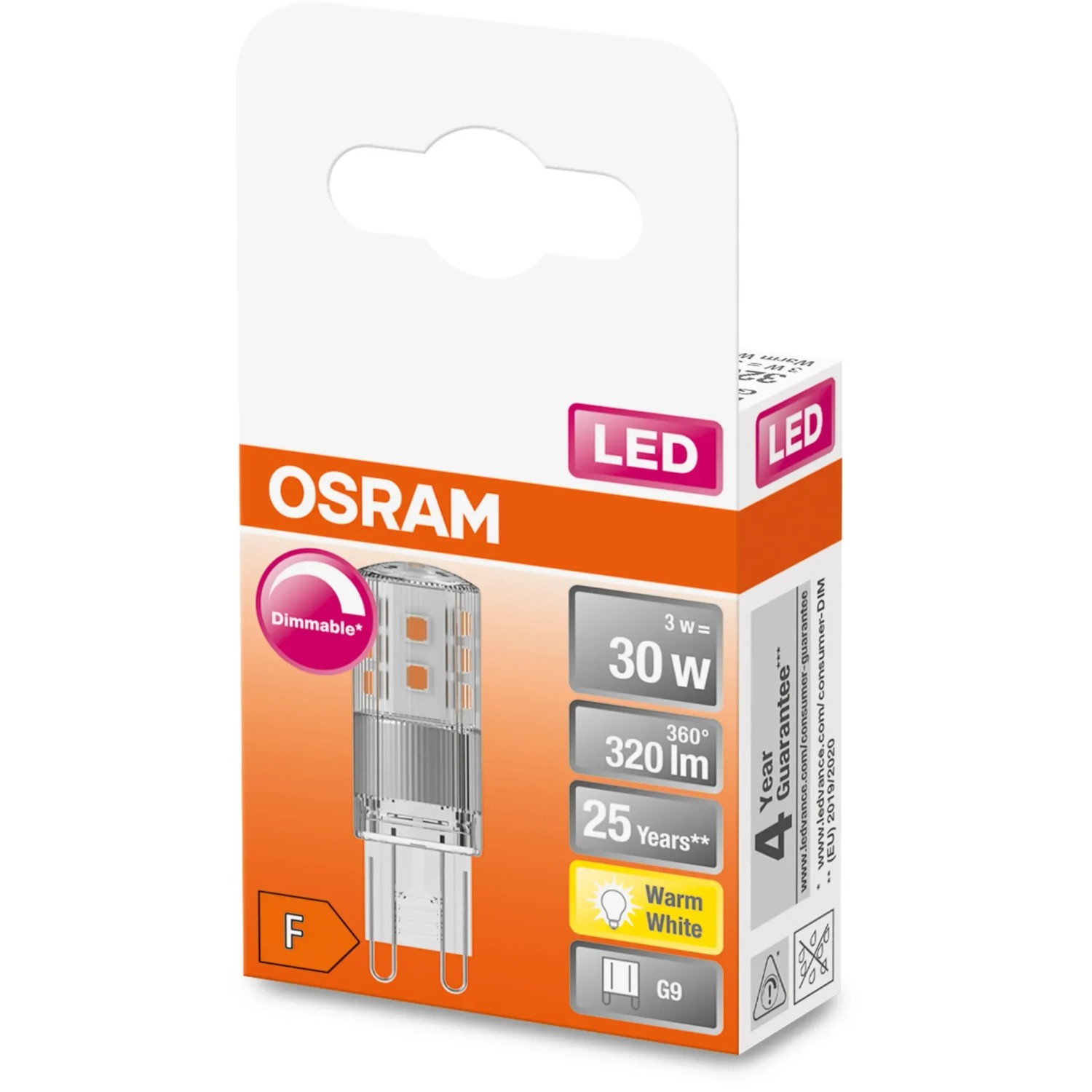 Osram LED-Lampe G9, dimmbar, 3,5W, warmweiß, klare Kapsel. Ideal für stimmungsvolle Beleuchtung.