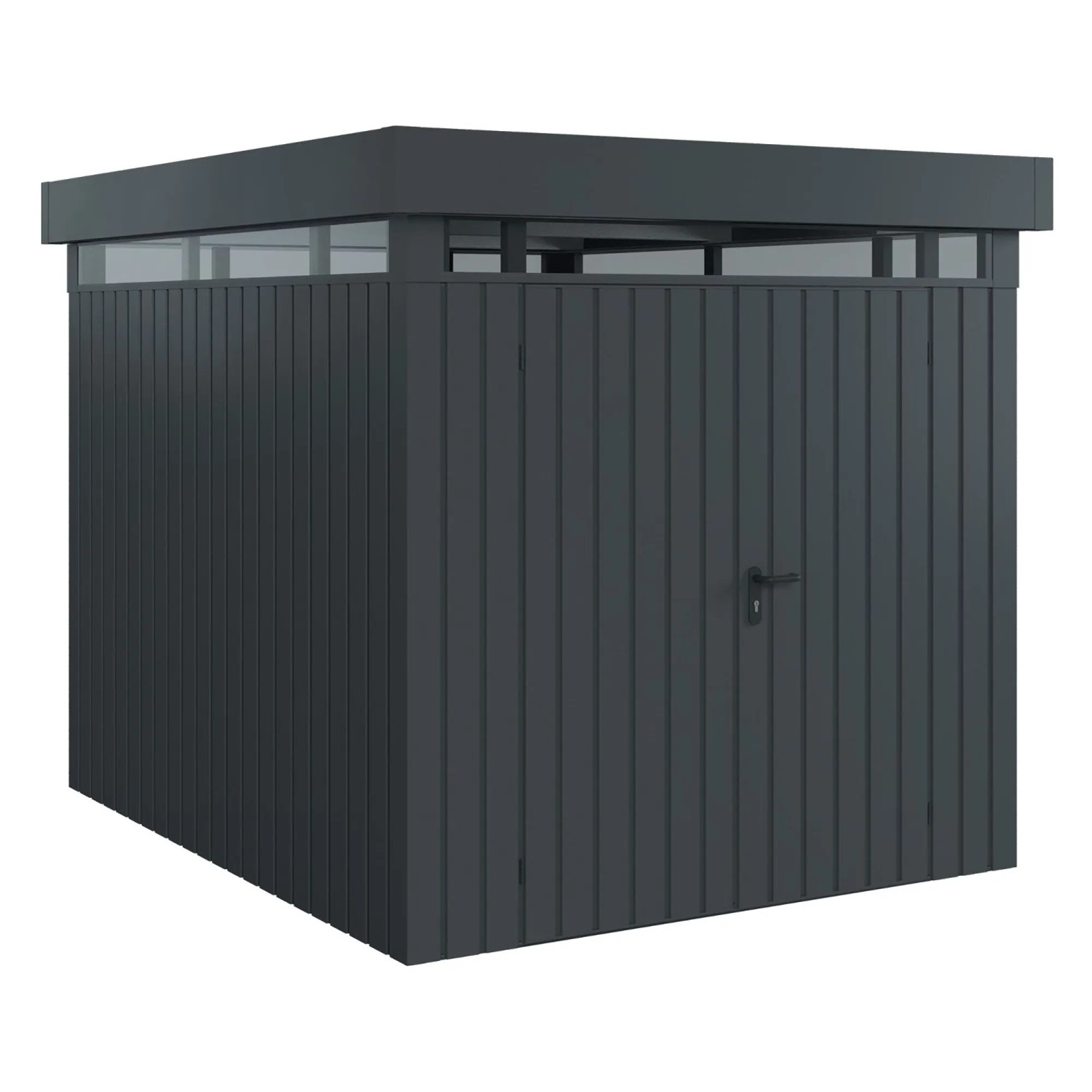 EcoStar Gerätehaus Euroline Flachdach Lichtband 229 cm x 277 cm Anthrazit 2-flg.