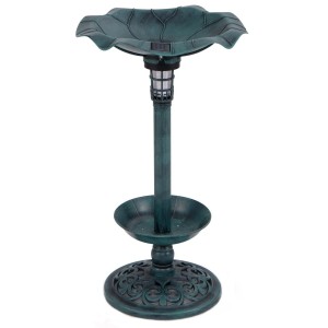 Costway Vogeltränke mit Solarleuchte Grün 43 x 76 cm