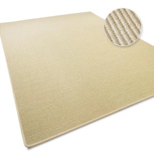 Elfenbeinfarbener Sisal Teppichläufer Sylt, 80x50 cm. Naturfaser Teppichboden nach Maß.
