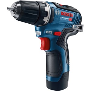 Bosch Professional GSR 12V-35 Akku-Bohrschrauber in Blau mit rotem Schalter.