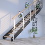 Treppe Kos mit 15 Stufen aus Eiche, geölt, mit schwarzem Design-Geländer. FSC®-zertifiziert.