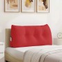 Rotes vidaXL Rückenkissen 100x24x50cm aus Stoff mit Knopfdesign am Bett.