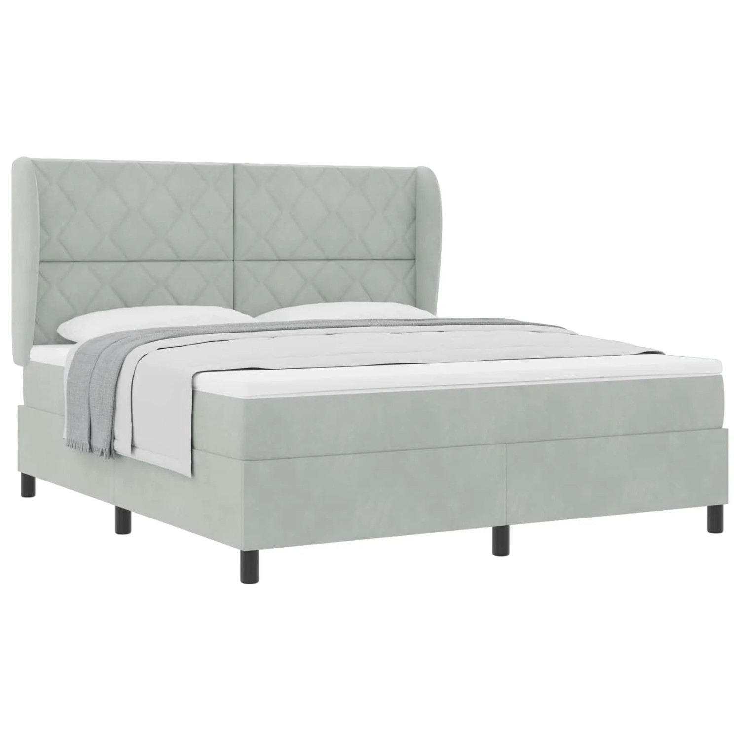 vidaXL Boxspringbett mit Matratze Hellgrau 200 x 180 cm Polyester 3340994