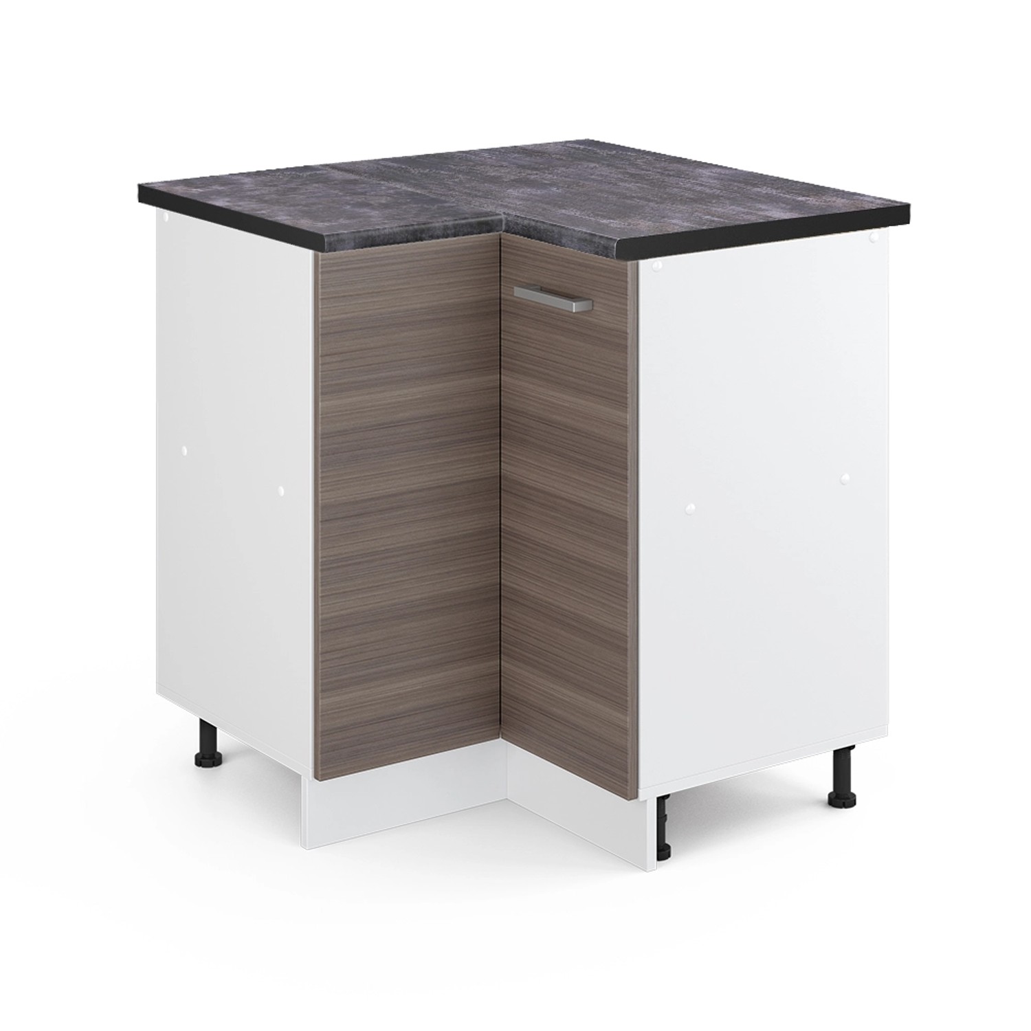 Vicco Eckunterschrank R-Line Küchen Eckschrank Grau/Weiß 76 cm AP Eiche günstig online kaufen