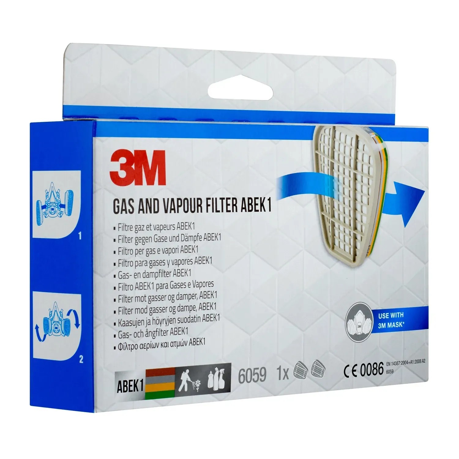 3M Filter 6059 ABEK1, 1 Paar, für Atemschutzmasken. Schutz vor Gasen und Dämpfen.